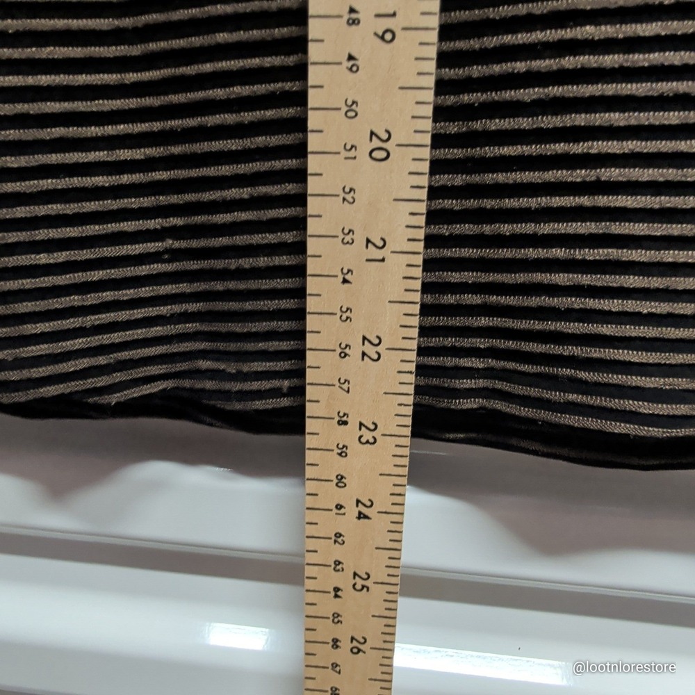 Andria Lieu Collection Top Womens Large Black Bronze Striped Zip Mock Neck L/S - Picture 7 of 7